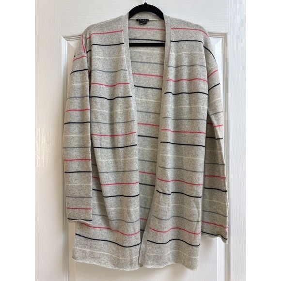 Theory Sweaters - THEORY CASHMERE sweater Women Size M Open Front Gray Stripes Cardigan ($385)